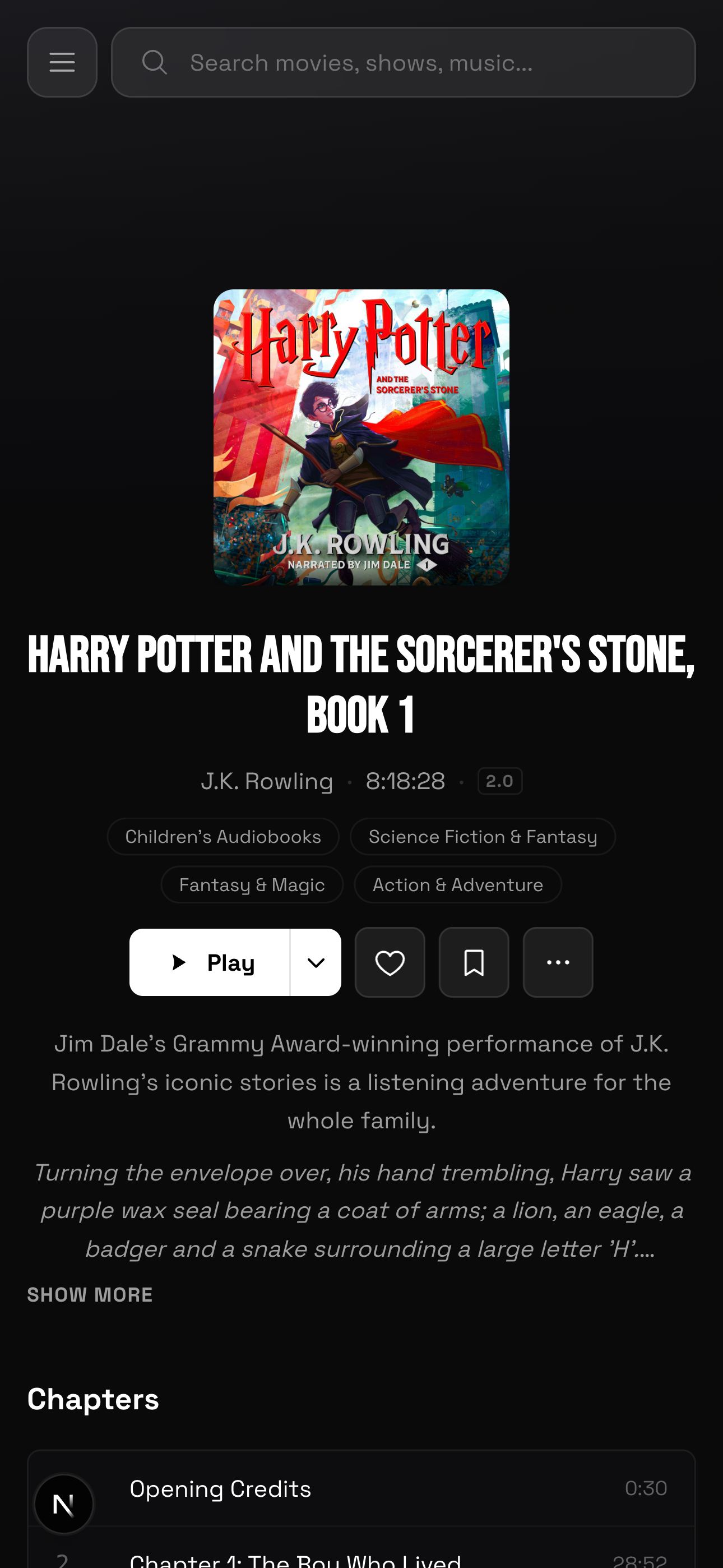 Audiobook player on mobile